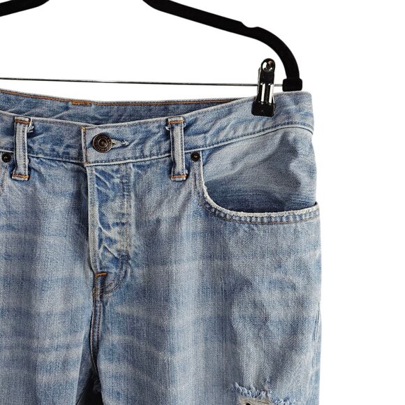 Abercrombie & Fitch Y2K Denim Distressed Button Fly Cotton Jeans 36x32 - Picture 3 of 10